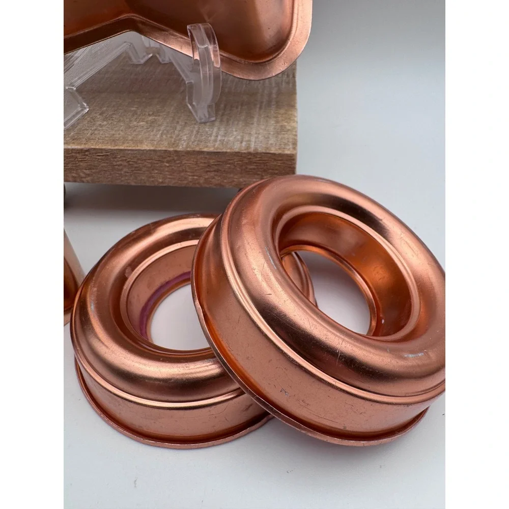 Vintage Copper Toned Kitchen Decor Salt and Pepper Shakers and Gelatin Molds